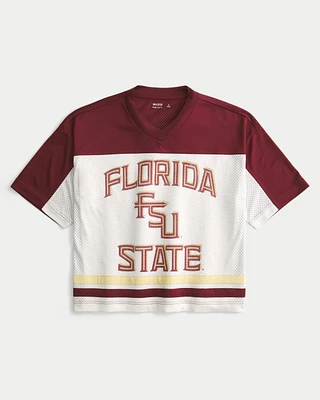 Baggy Crop Florida State University Graphic Football Jersey