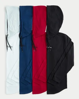 Hooded Long-Sleeve Logo T-Shirt 4-Pack