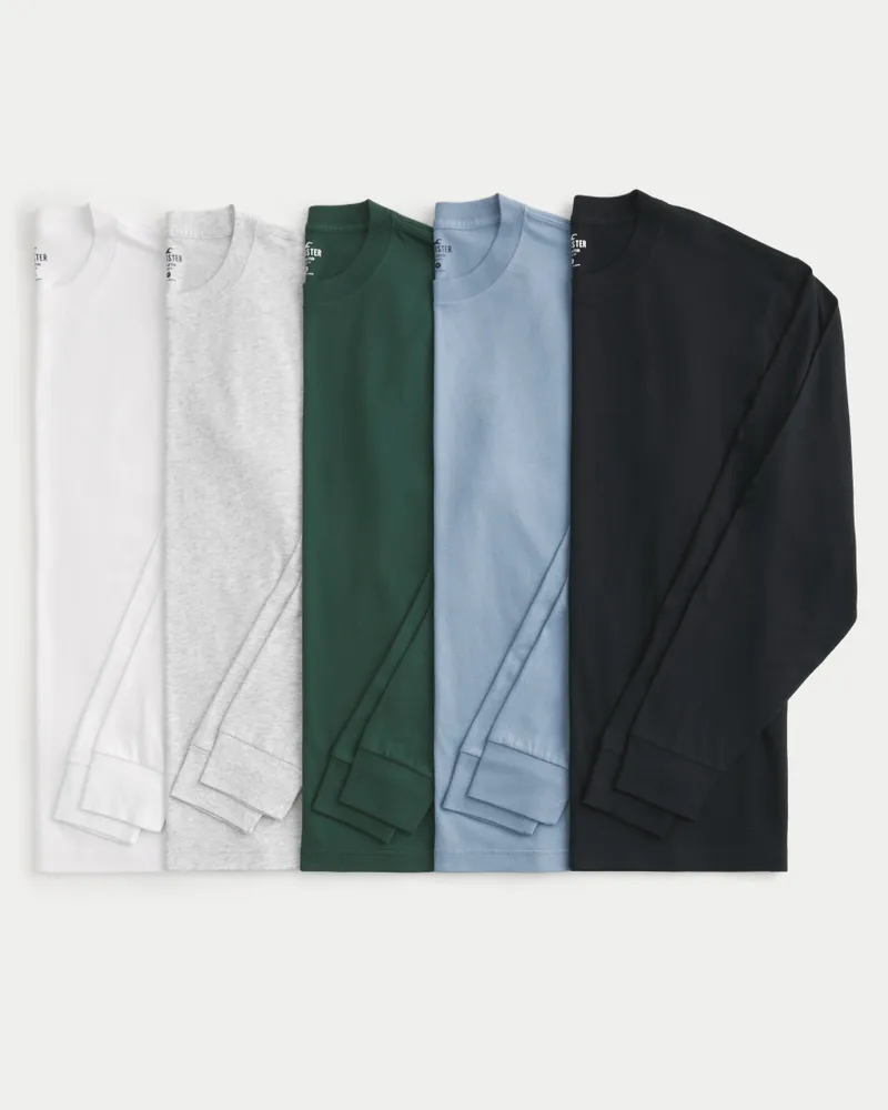 Relaxed Long-Sleeve Crew T-Shirt 5-Pack
