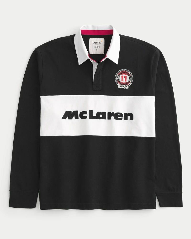 Boxy Long-Sleeve McLaren Graphic Rugby Polo