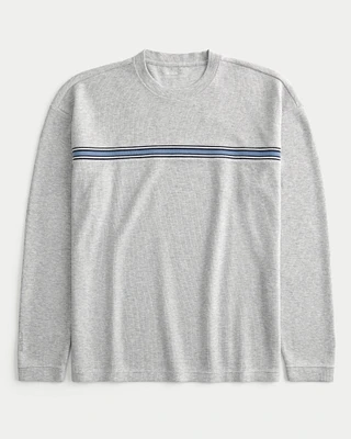 Boxy Long-Sleeve Striped Crew T-Shirt