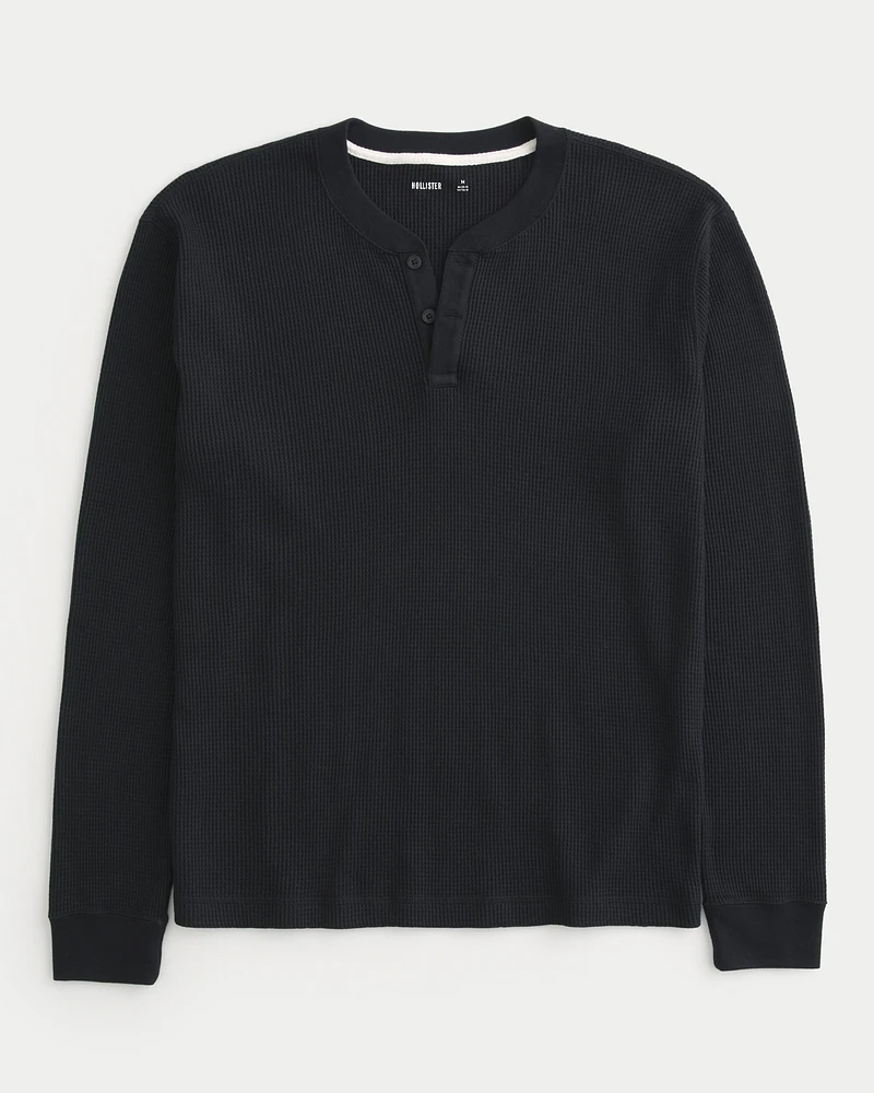 Long-Sleeve Waffle Henley