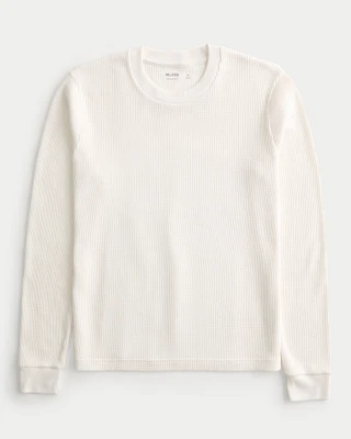 Shrunken Long-Sleeve Waffle Crew T-Shirt