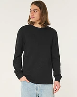 Relaxed Long-Sleeve Waffle Crew T-Shirt