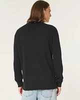 Relaxed Long-Sleeve Waffle Crew T-Shirt