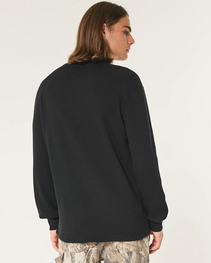 Relaxed Long-Sleeve Waffle Henley