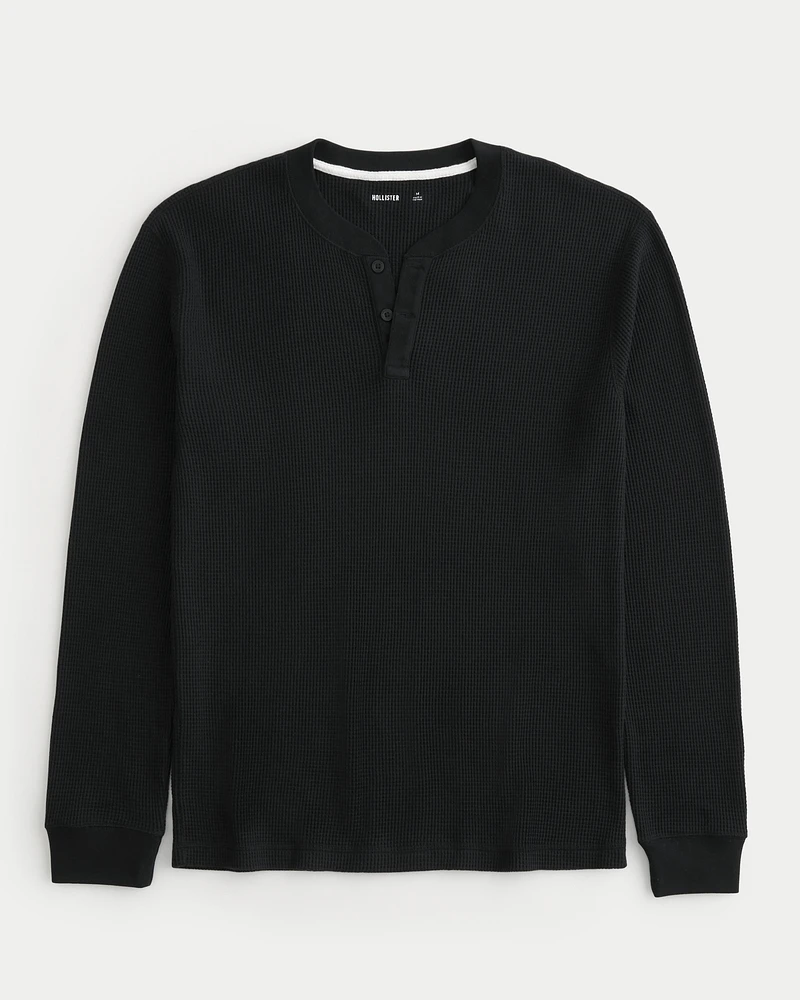 Relaxed Long-Sleeve Waffle Henley