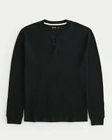 Relaxed Long-Sleeve Waffle Henley