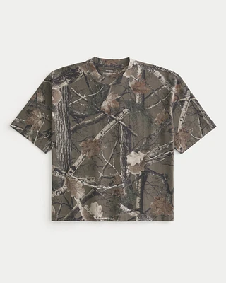 Boxy Heavyweight Crop Camo Crew T-Shirt