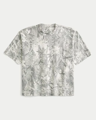 Boxy Heavyweight Crop Camo Crew T-Shirt