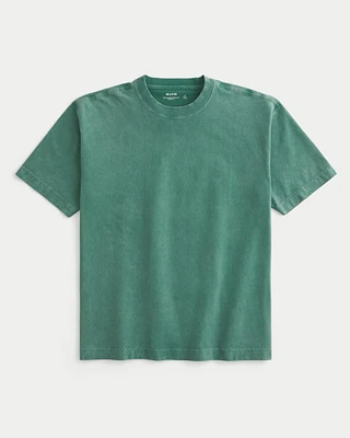 Boxy Heavyweight Washed Cotton Crew T-Shirt