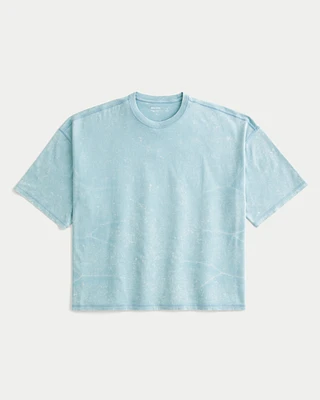 Baggy Crop Wash Effect Crew T-Shirt