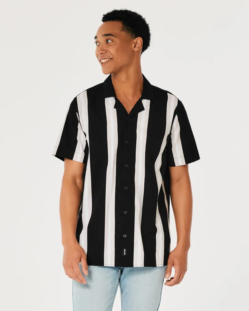 Relaxed Short-Sleeve Pattern Poplin Shirt