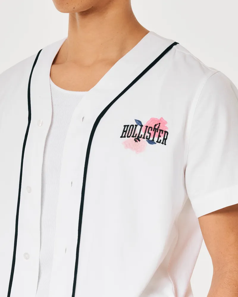 Hollister Relaxed Cherry Blossom Logo Graphic Baseball Shirt