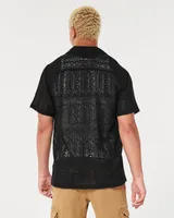 Short-Sleeve Textured Pattern Shirt