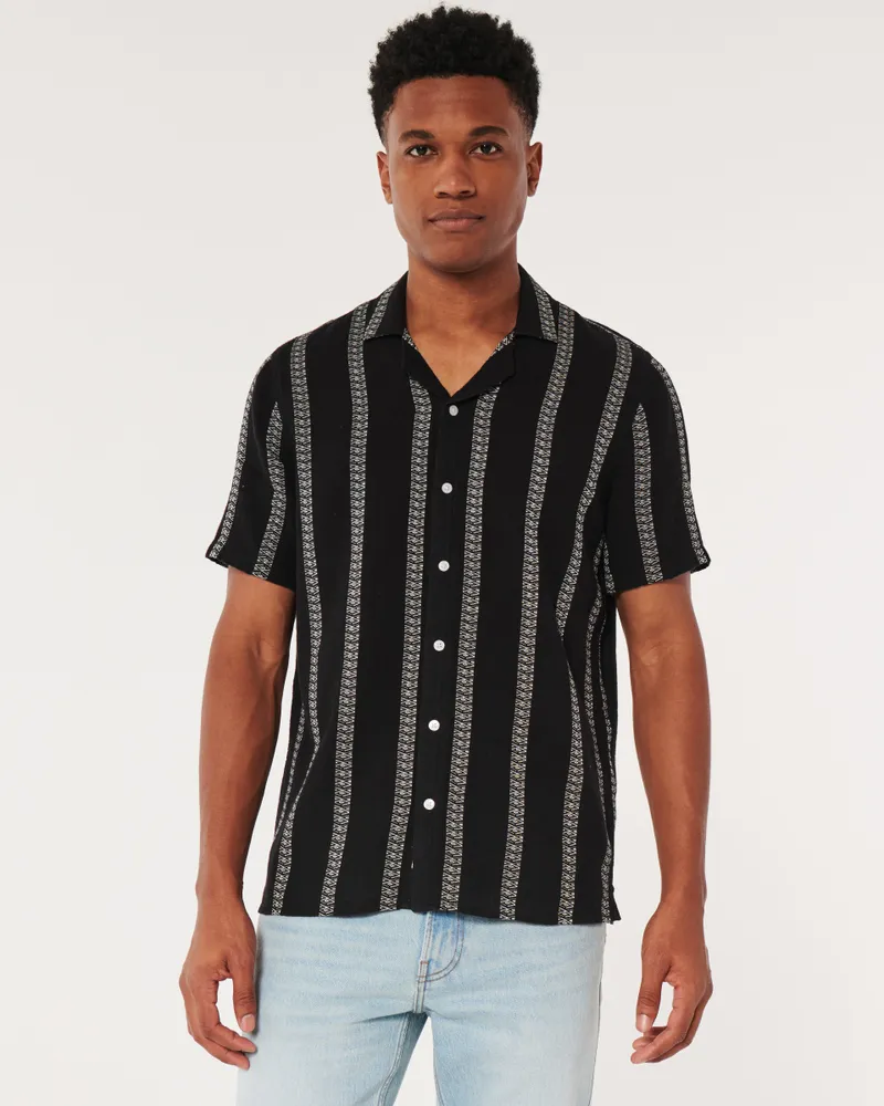 Textured Short-Sleeve Button-Through Shirt