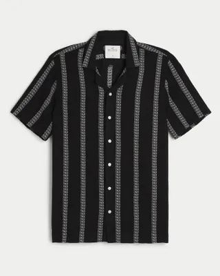Textured Short-Sleeve Button-Through Shirt