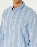 Long-Sleeve Linen-Blend Button-Through Shirt