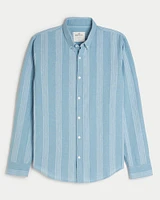 Long-Sleeve Linen-Blend Button-Through Shirt