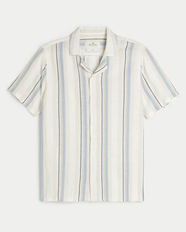 Hollister striped button half down shirt in blue