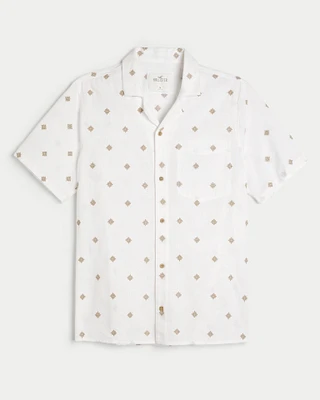 Short-Sleeve Embroidered Pattern Shirt