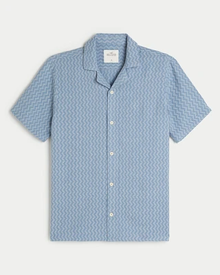 Short-Sleeve Jacquard Button-Through Shirt