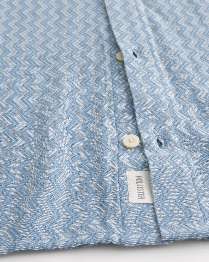 Short-Sleeve Jacquard Button-Through Shirt