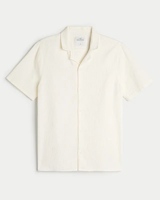 Short-Sleeve Textured Cotton Shirt