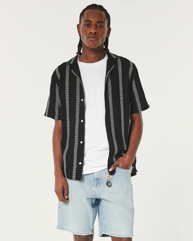 Boxy Short-Sleeve Striped Shirt