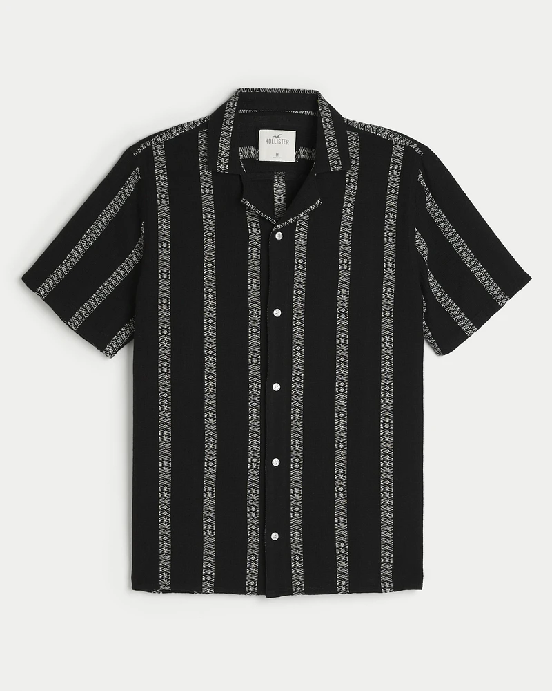 Boxy Short-Sleeve Striped Shirt