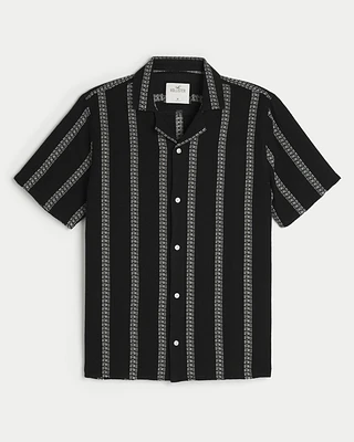 Boxy Short-Sleeve Striped Shirt