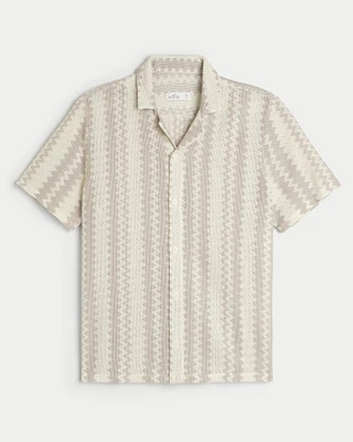 Short-Sleeve Crochet-Style Shirt