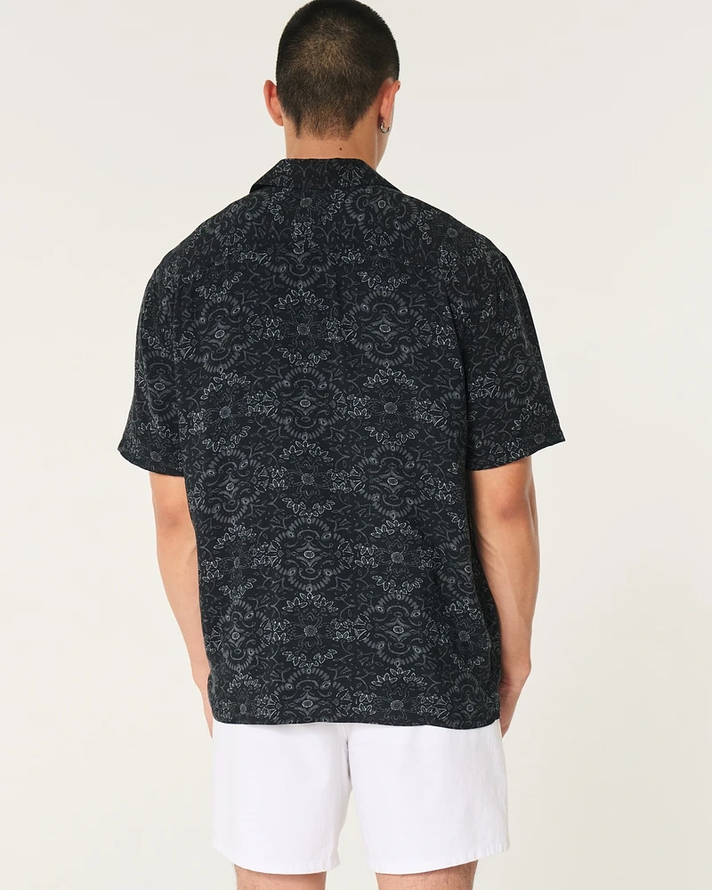 Boxy Short-Sleeve Pattern Shirt