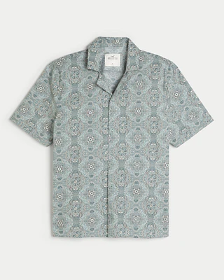 Short-Sleeve Paisley Poplin Shirt