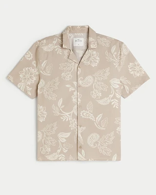 Short-Sleeve Paisley Poplin Shirt