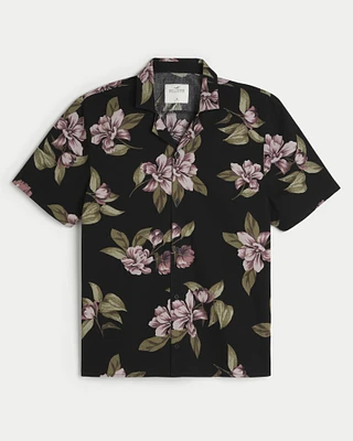 Short-Sleeve Floral Poplin Shirt