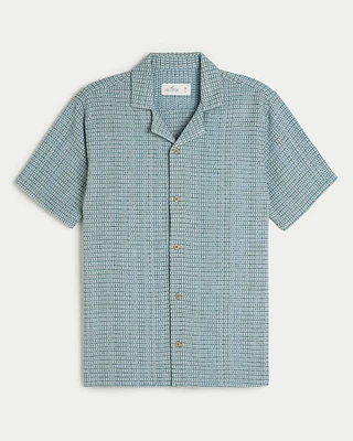 Short-Sleeve Textured Button-Through Shirt