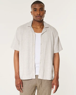 Boxy Short-Sleeve Textured Shirt