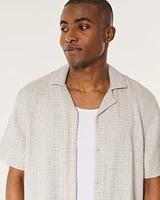 Boxy Short-Sleeve Textured Shirt