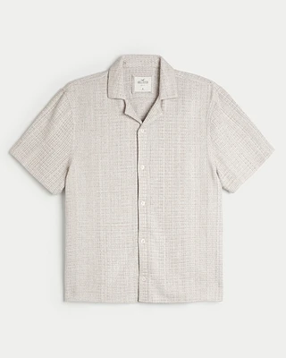 Boxy Short-Sleeve Textured Shirt