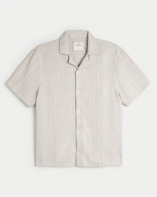 Boxy Short-Sleeve Textured Shirt