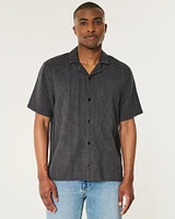 Boxy Short-Sleeve Textured Shirt
