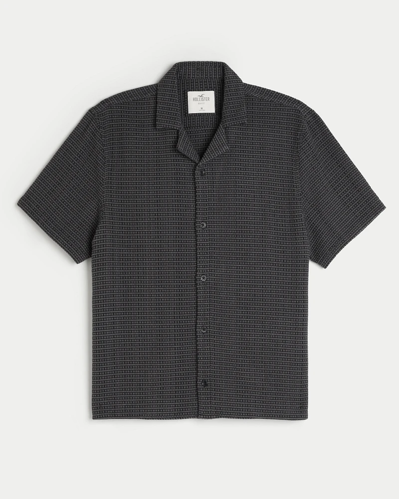 Boxy Short-Sleeve Textured Shirt