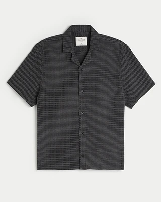 Boxy Short-Sleeve Textured Shirt