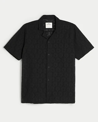 Relaxed Short-Sleeve Lace Shirt