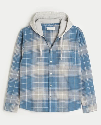 Relaxed Hooded Flannel Shacket