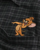 Relaxed Flannel Tom and Jerry Graphic Shirt