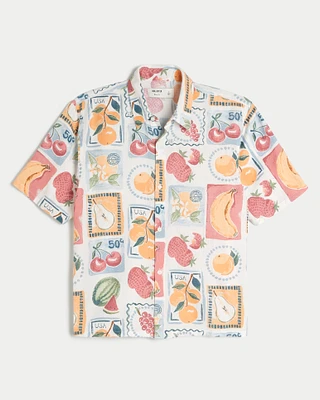 Boxy Short-Sleeve Pattern Shirt