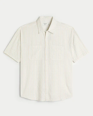 Baggy Short-Sleeve Seersucker Shirt