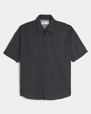 Baggy Short-Sleeve Seersucker Shirt